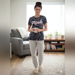 PINK Victoria's Secret Black Tie-Dye Kids Tee